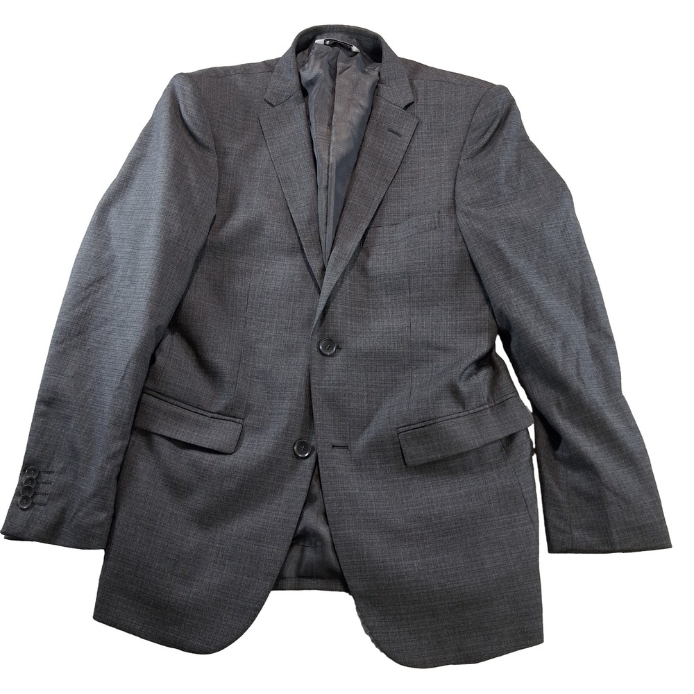 Lineage Blazer Mens 38R Slim Gray Crosshatch Fit Two Button Double Vent Modern